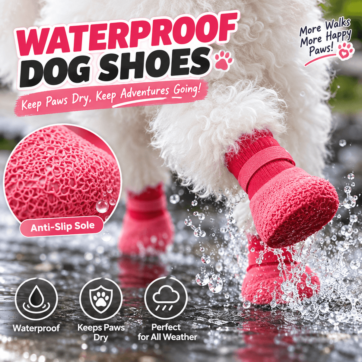 Non-Slip Dog Boots with Waterproof Soles – Set of 4 Fursera