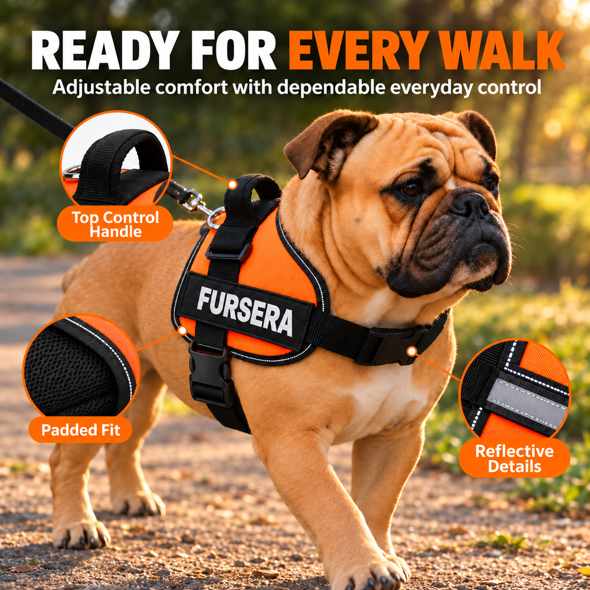 Adjustable Reflective Dog Harness with Padded Control Handle Fursera
