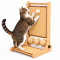 Adjustable Folding Cat Scratcher with Sisal Pads & Interactive Toys Fursera