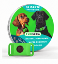 Green Collar-Mounted Pet Tag with Flexible Dual-Slot Holder & Adjustable Collar Fursera