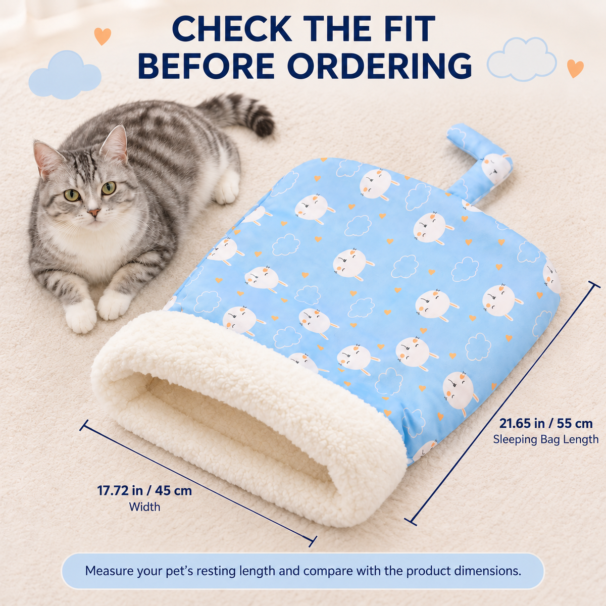 Plush-Lined Cat Sleeping Bag | Soft Burrowing Cat Bed Fursera