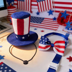 Patriotic USA Pet Hat & Bow Tie Set