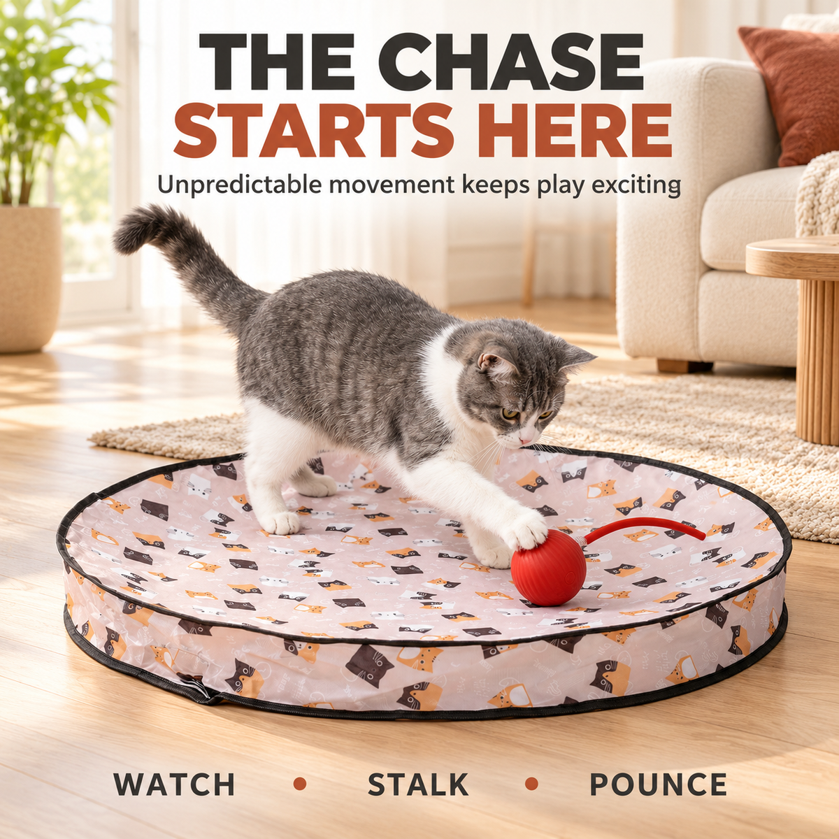 Interactive Cat Play Mat with Moving Ball & Tail – Hide & Seek Cat Toy Fursera