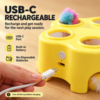 Rechargeable Pop-Up Cat Toy – 3-Mode Pom-Pom & Feather Teaser Fursera