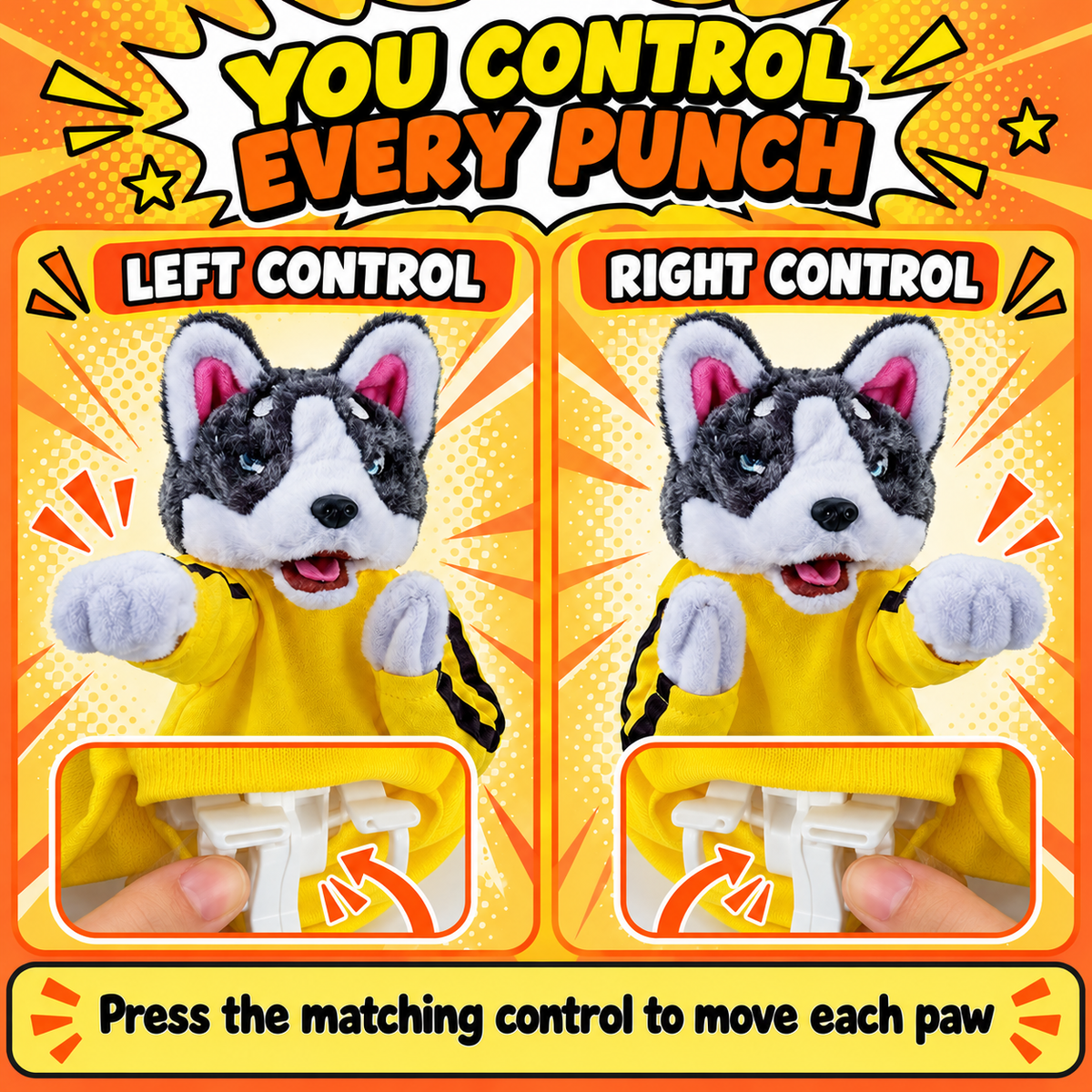 Husky Boxing Hand Puppet with Sound Effects – Interactive Plush Toy Fursera