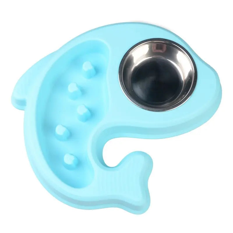 Double Pet Bowl – Fish Design Stainless Steel Food & Water Dish