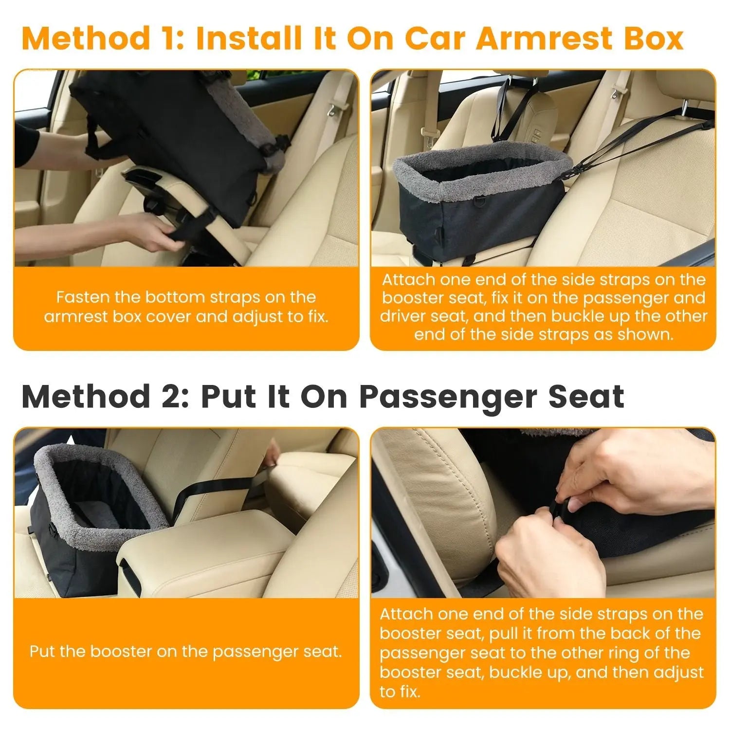 Small Pet Car Seat – Cozy Console Booster for Dogs & Cats