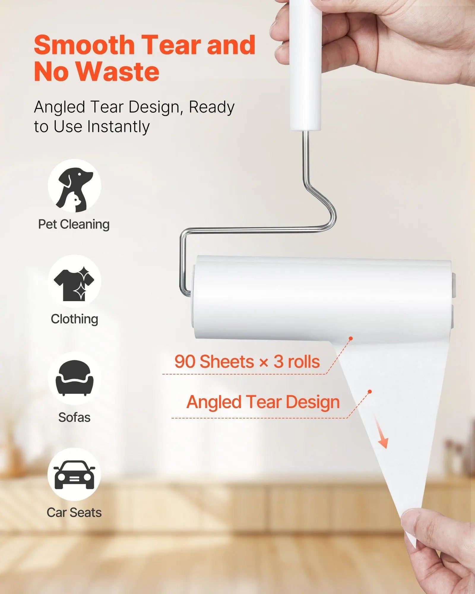 Pet Hair Lint Rollers – 3 Pack Sticky Rollers for Furniture & Clothing