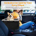 Small Pet Car Seat – Cozy Console Booster for Dogs & Cats