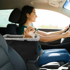 Small Pet Car Seat – Cozy Console Booster for Dogs & Cats