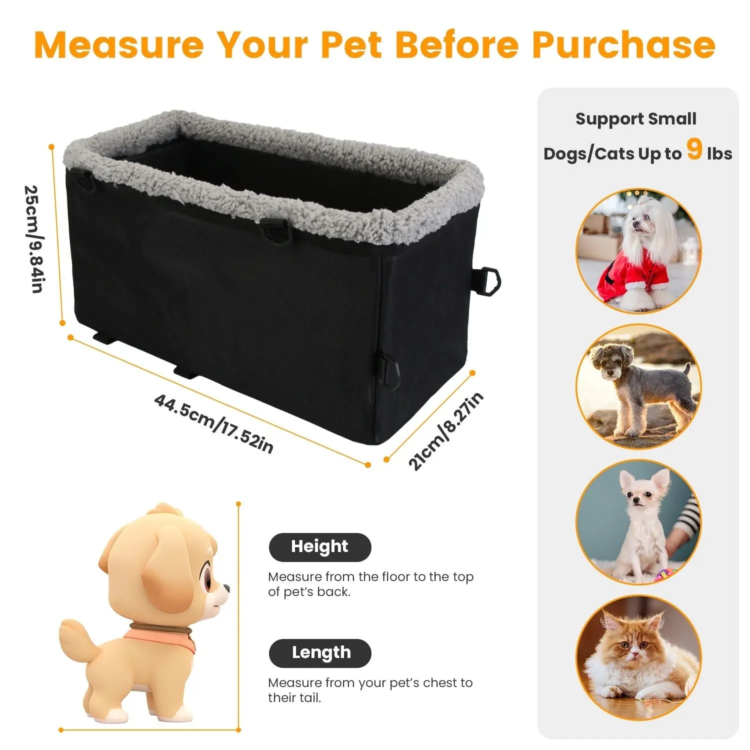 Small Pet Car Seat – Cozy Console Booster for Dogs & Cats