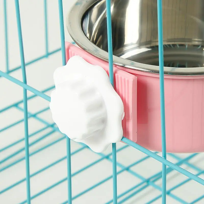 Hanging Dog & Cat Bowl – Stainless Steel Cage Feeding Bowl