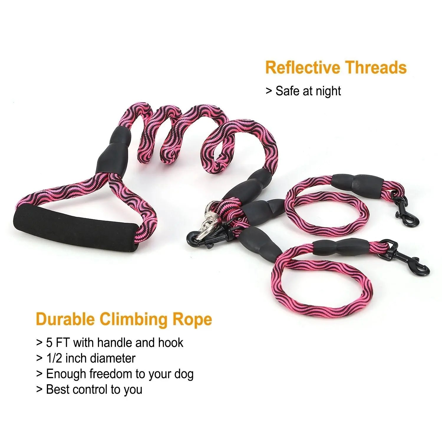 Dual Dog Leash – No-Tangle Reflective Leash with Padded Handle