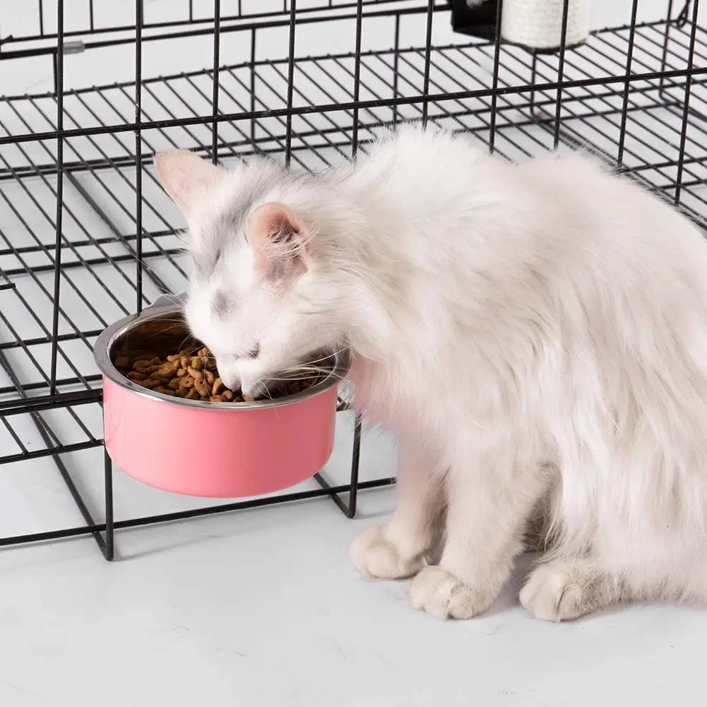 Hanging Dog & Cat Bowl – Stainless Steel Cage Feeding Bowl
