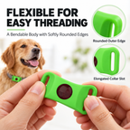 Green Collar-Mounted Pet Tag with Flexible Dual-Slot Holder & Adjustable Collar Fursera