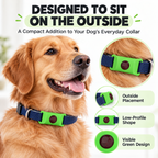 Green Collar-Mounted Pet Tag with Flexible Dual-Slot Holder & Adjustable Collar Fursera