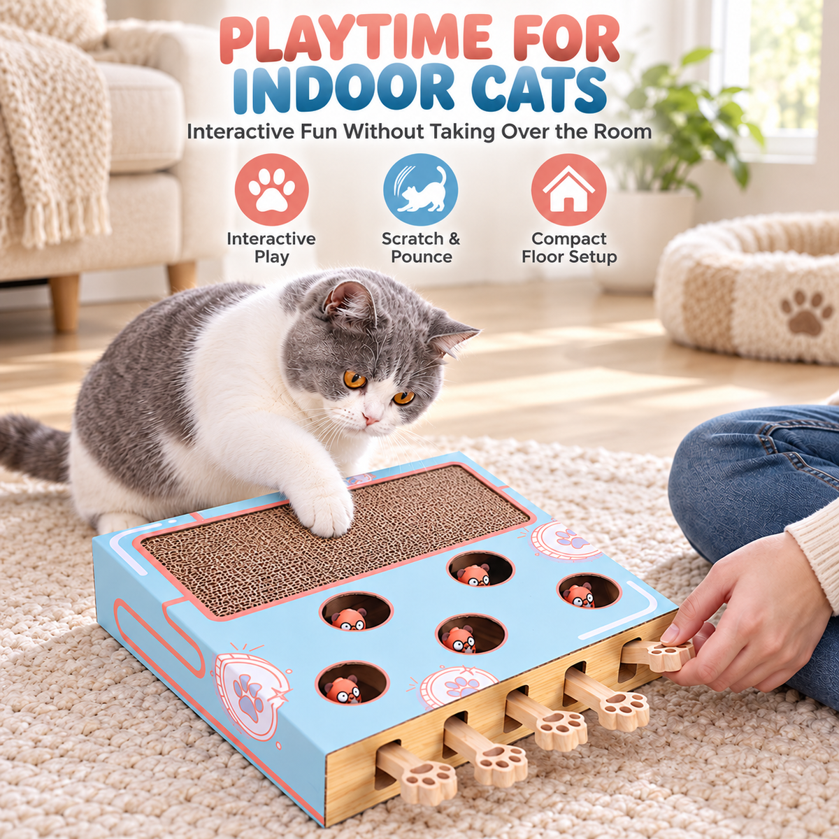 Interactive Pop-Up Mouse Cat Toy & Scratcher Fursera