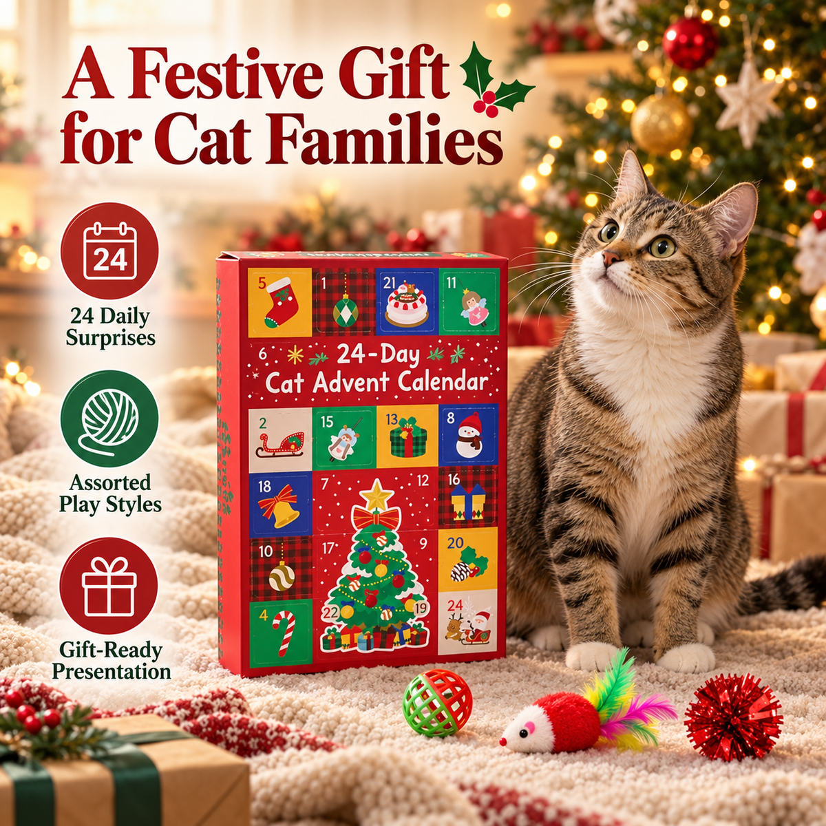 24-Day Pet Advent Calendar for Cats & Dogs – Christmas Toys & Accessories Fursera