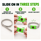 Green Collar-Mounted Pet Tag with Flexible Dual-Slot Holder & Adjustable Collar Fursera