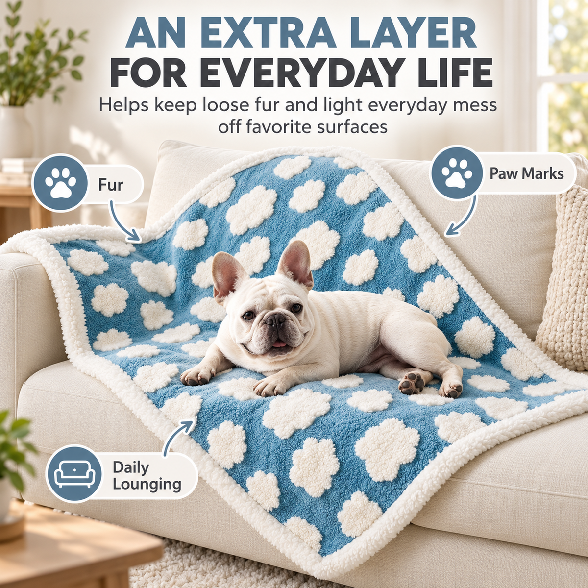 Reversible Plush Pet Blanket for Dogs & Cats – Fluffy Sofa & Bed Throw Fursera