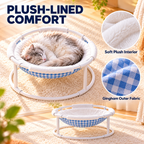 Elevated Cat Hammock Bed with Soft Plush Lining & Gingham Fabric Fursera