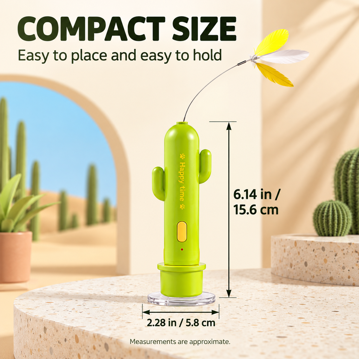 3-in-1 Rechargeable Cactus Cat Teaser Toy with Suction Base Fursera