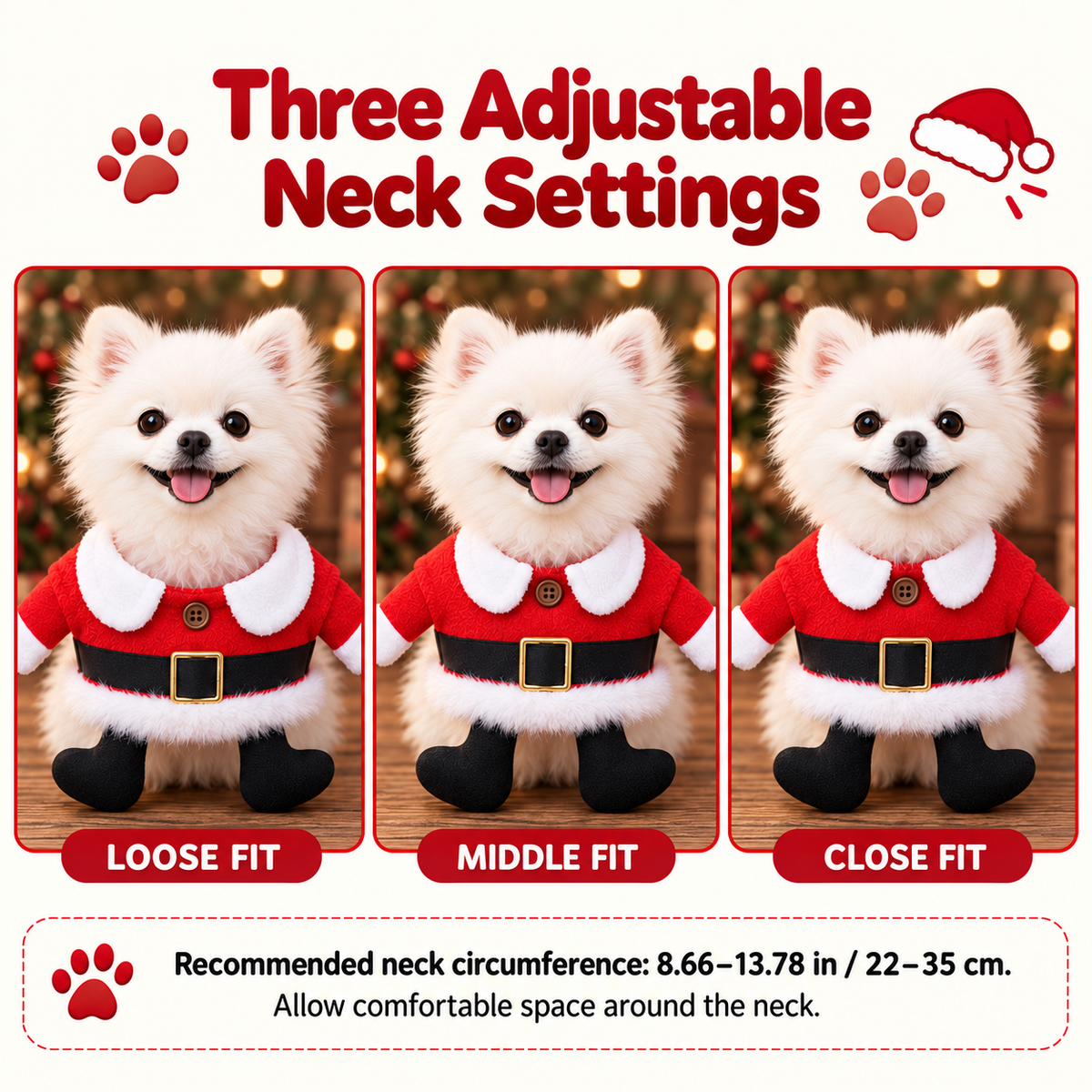 Christmas Pet Santa Costume & Sequin Hat for Cats and Small Dogs Fursera