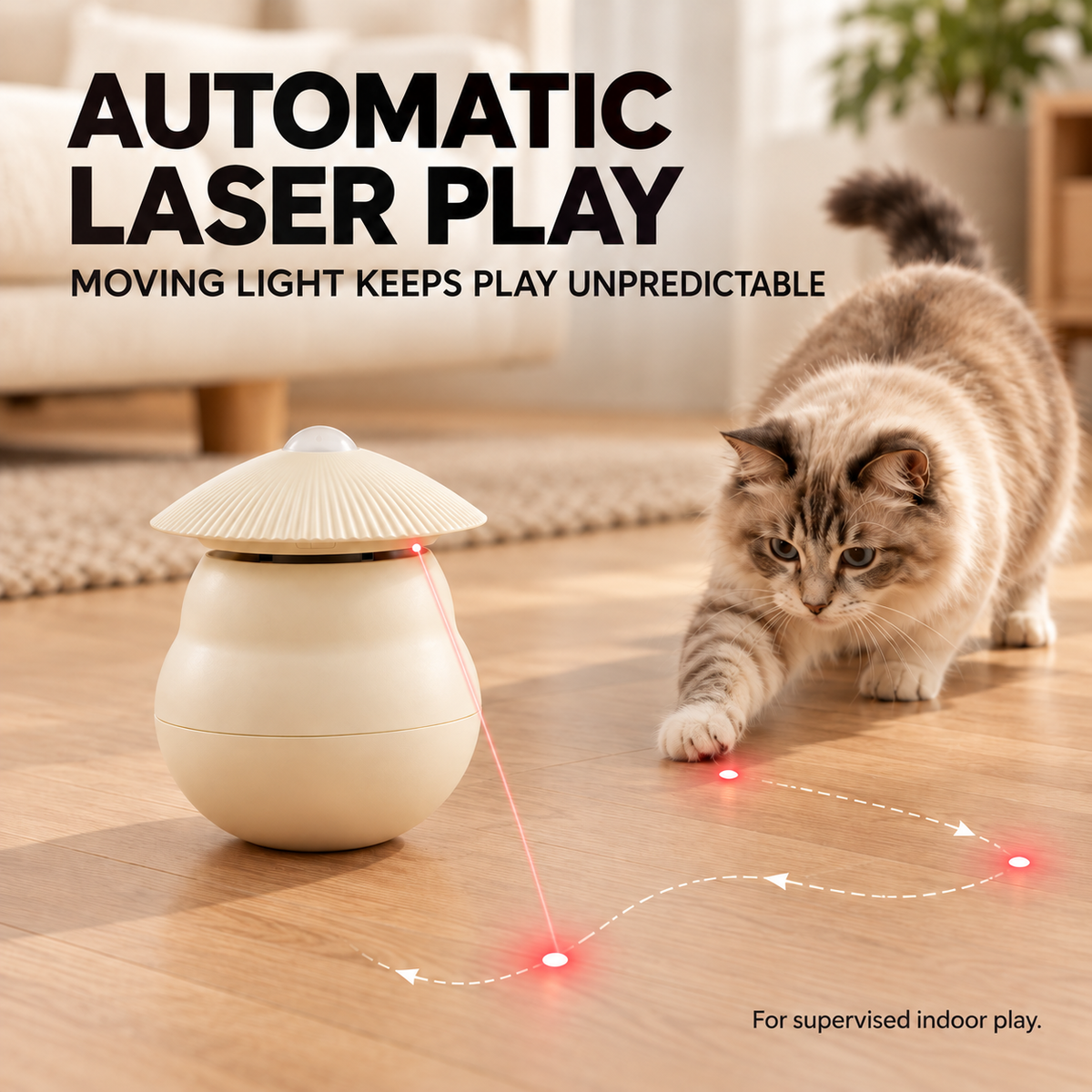Automatic Laser Cat Toy – 3 Play Modes, USB-C Rechargeable Fursera