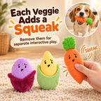 Vegetable Hide-and-Seek Dog Puzzle Toy – 9 Squeaky Plush Veggies Fursera