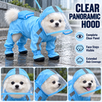 Full-Body Dog Rain Suit with Clear Hood & Attached Paw Covers Fursera