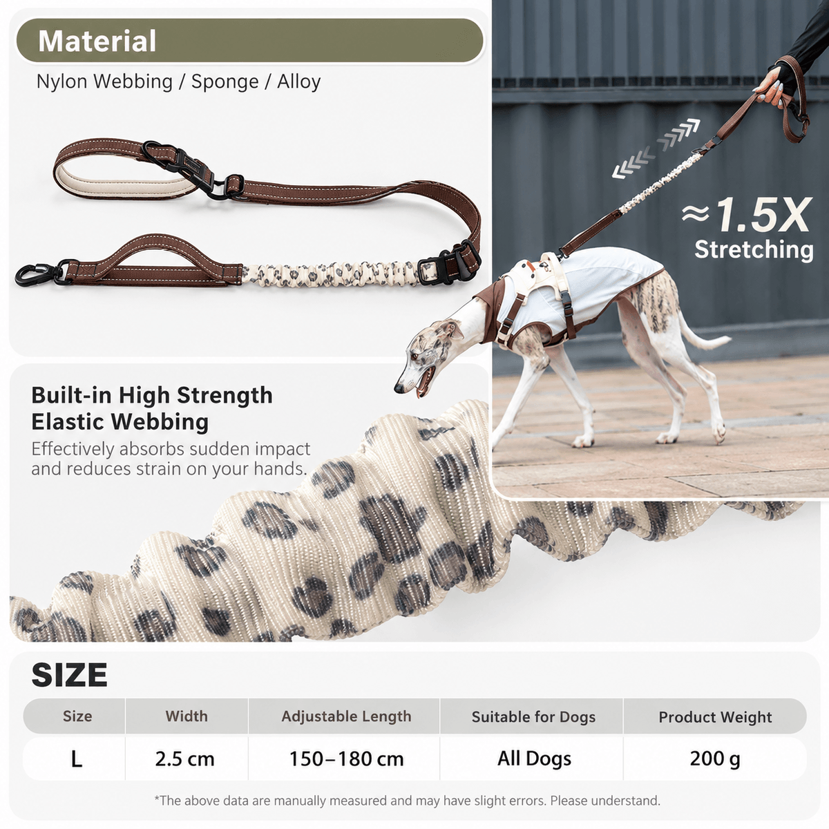 4-in-1 Hands-Free Dog Leash – Adjustable Bungee Lead Fursera