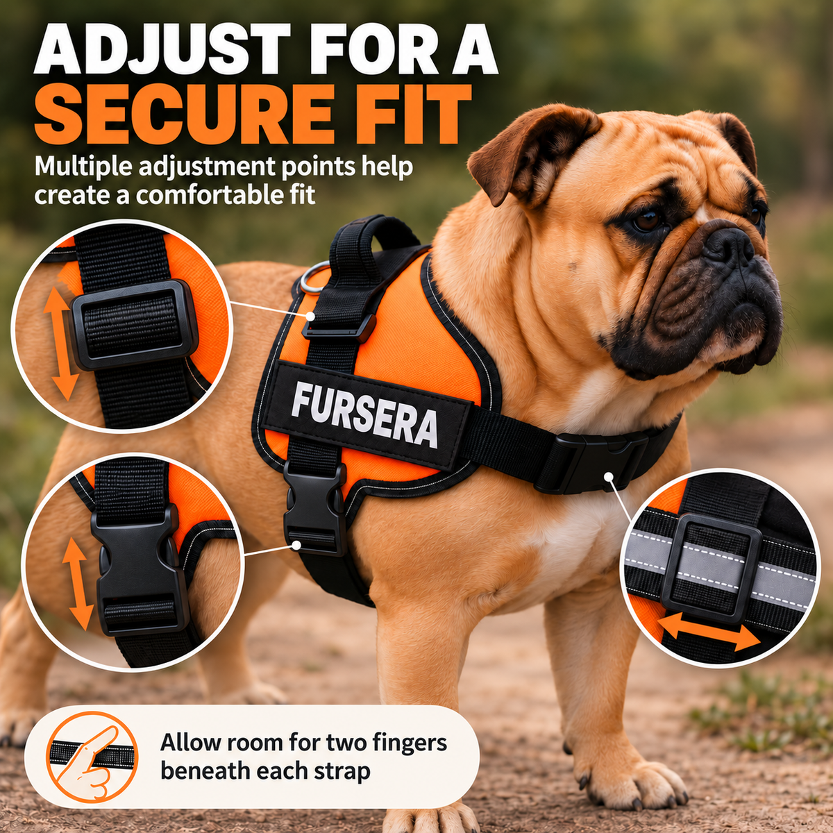 Adjustable Reflective Dog Harness with Padded Control Handle Fursera