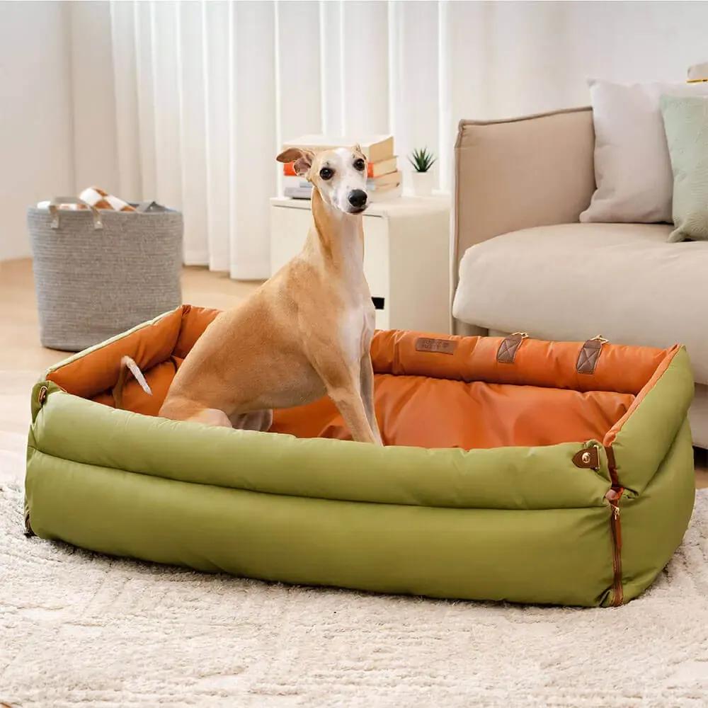 Dog Car Seat Bed – Faux Leather Booster for Medium & Large Dogs