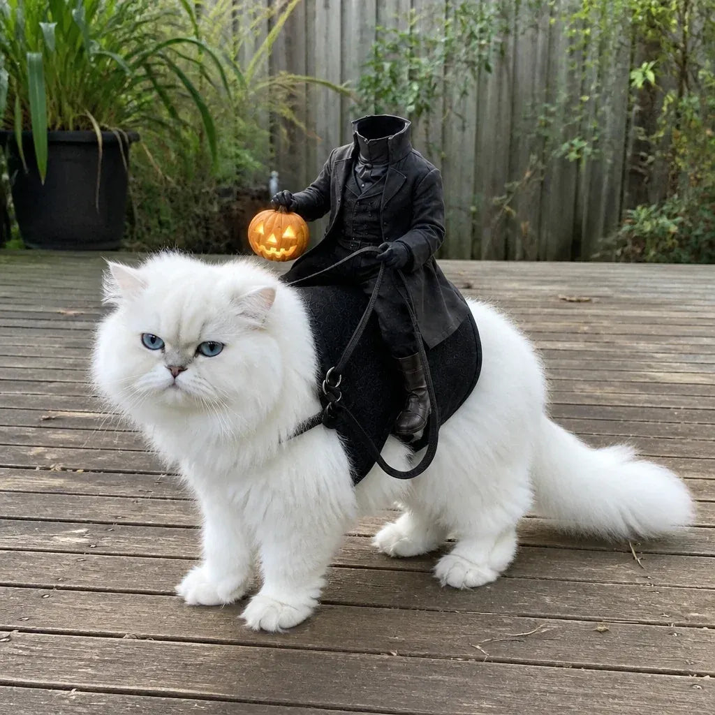 Headless Horseman Cat Costume – Funny 3D Halloween Pet Costume Fursera