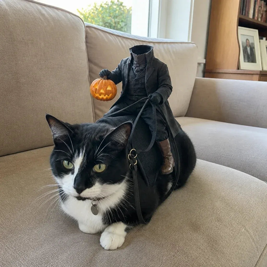 Headless Horseman Cat Costume – Funny 3D Halloween Pet Costume Fursera