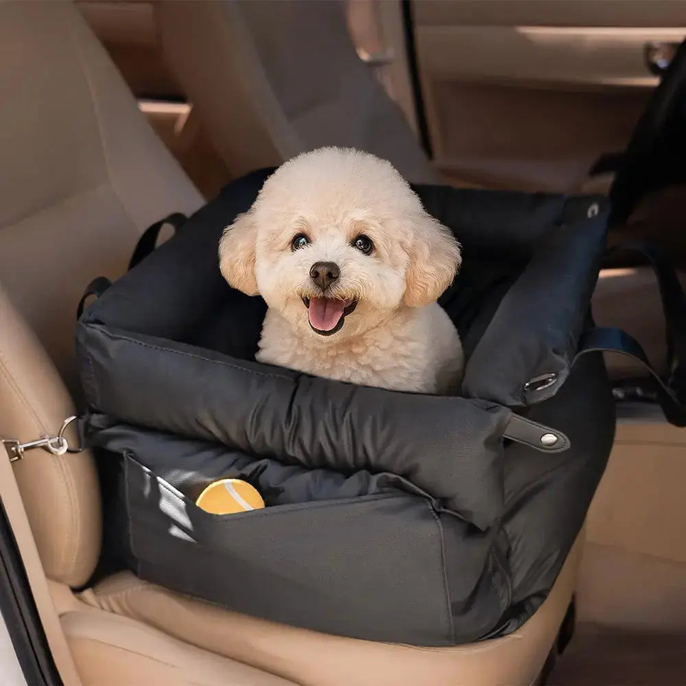 Dog Car Seat Bed – Faux Leather Booster Seat for Safe Travel