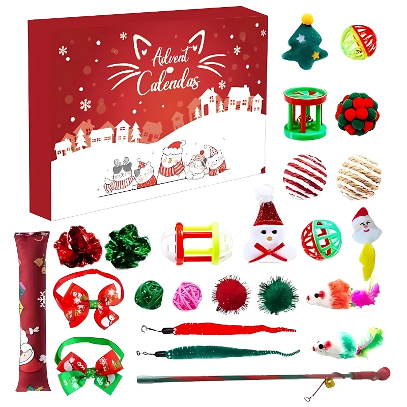 Christmas Pet Toy Advent Calendar – Holiday Countdown Gift Box, Cat or Dog Version Fursera