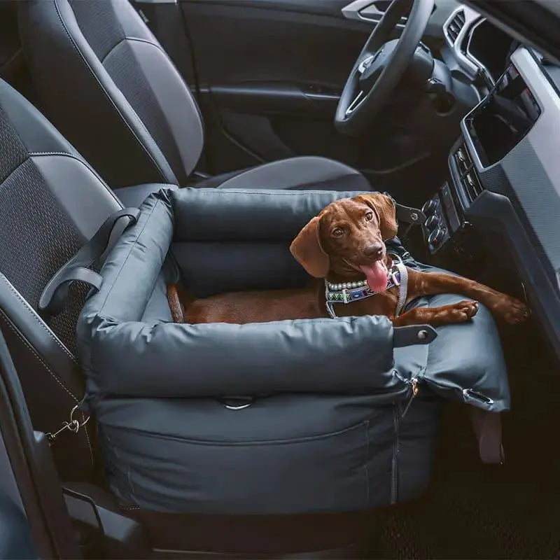 Dog Car Seat Bed – Faux Leather Booster Seat for Safe Travel