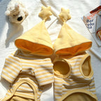 Yellow Striped Pet Pajamas with Star Hood Fursera