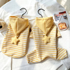 Yellow Striped Pet Pajamas with Star Hood Fursera