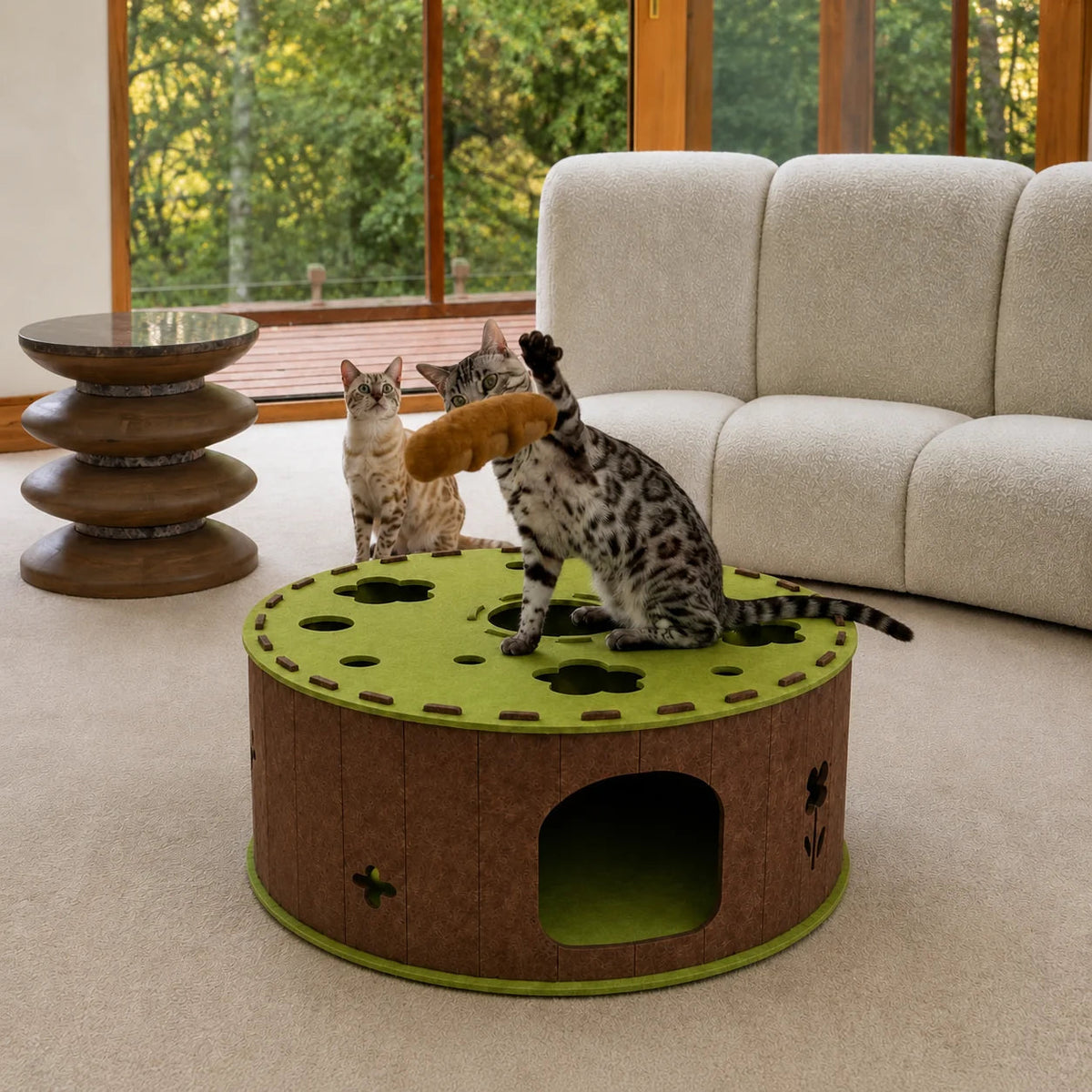 Felt Cat Tunnel & Hideaway – 2-in-1 Interactive Playhouse & Cozy Bed Fursera