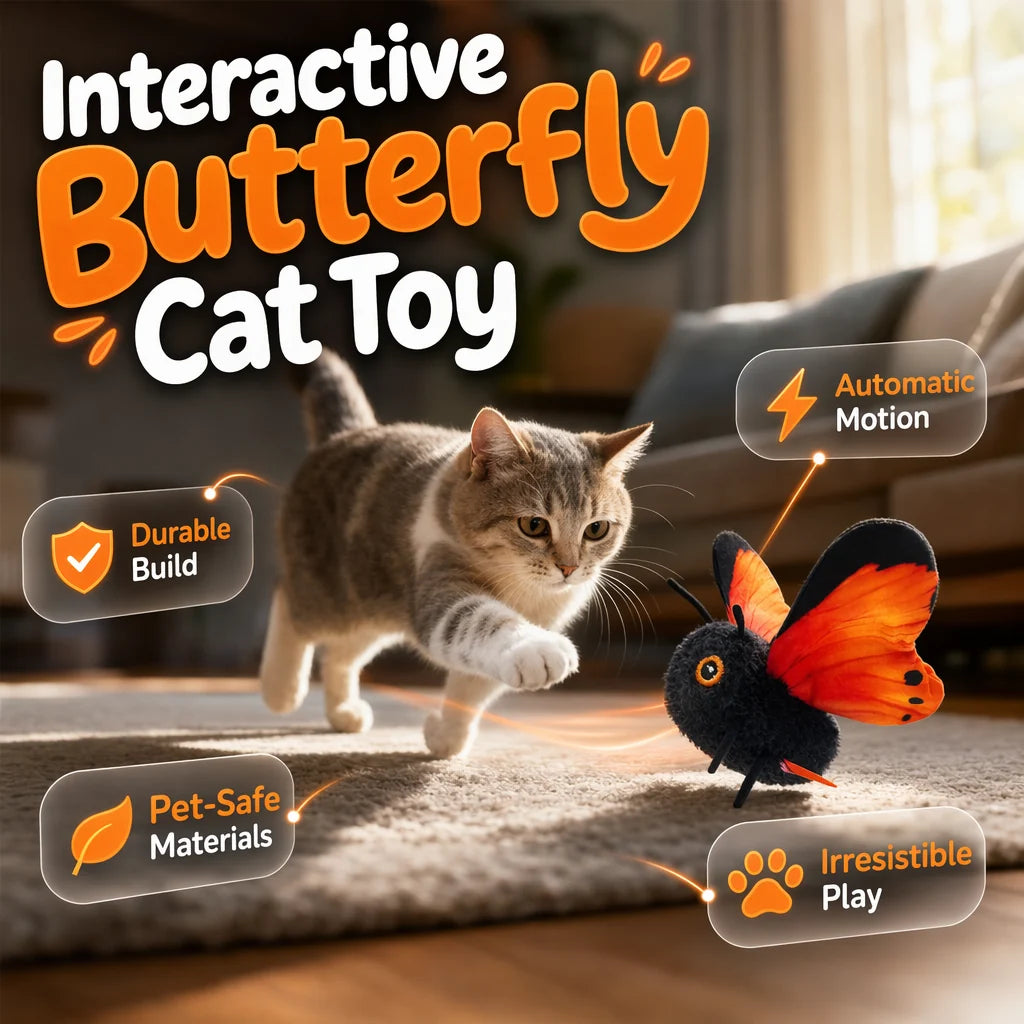 Interactive Automatic Butterfly Teaser for Indoor Cats Fursera