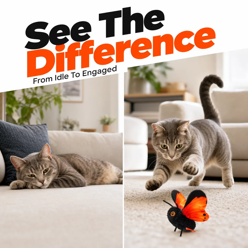 Interactive Automatic Butterfly Teaser for Indoor Cats Fursera