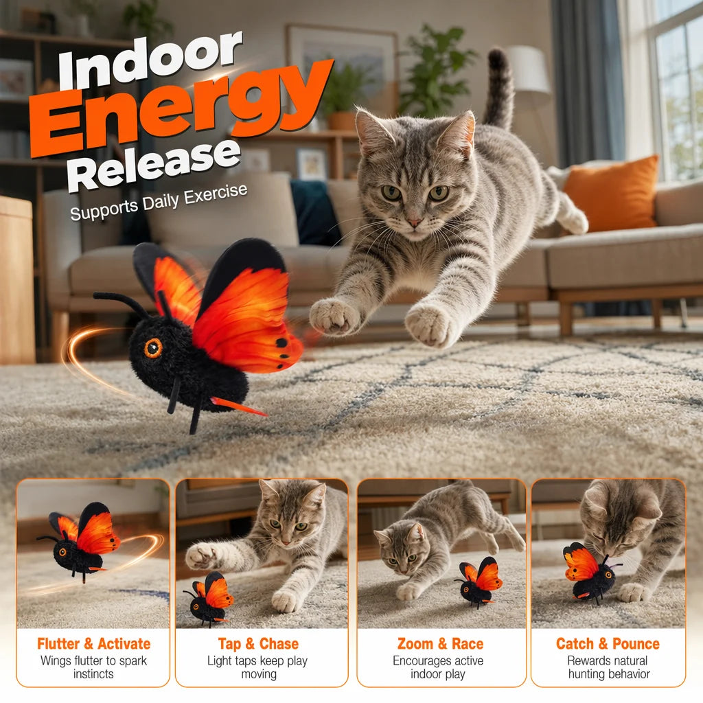 Interactive Automatic Butterfly Teaser for Indoor Cats Fursera